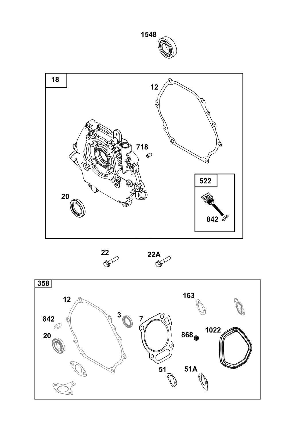 Crankcase Cover/Sump Group Diagram and Parts List for 19N236-0004-G1 100000 - 19Z999 Briggs and Stratton Engine